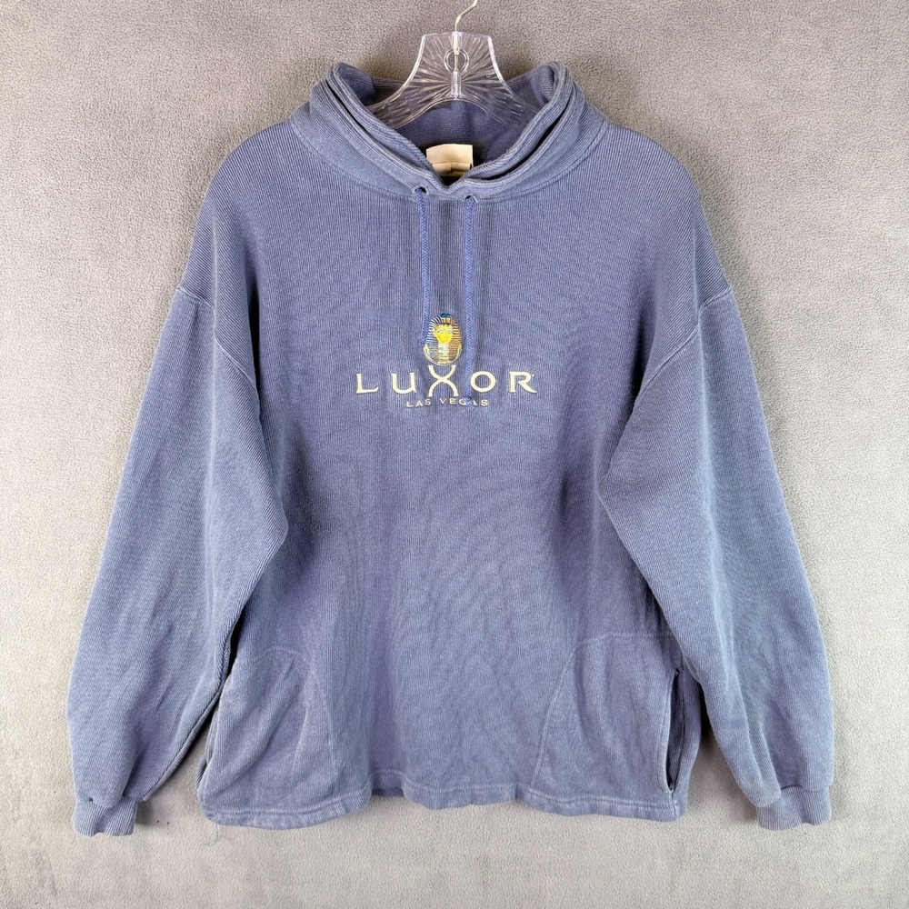VTG Luxor Casino Hotel Las Vegas Sweatshirt Blue‎ Fleece Mens M Made In USA 80s